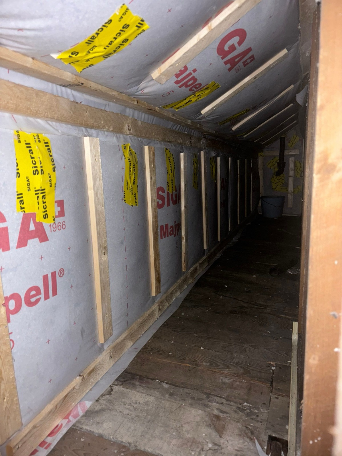 SIGA Majpell air barrier installed on kneewall framing in a Maine home